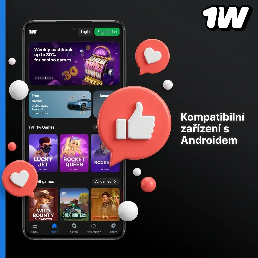Compatible Android devices for 1w app: Samsung, Xiaomi, Realme, OPPO, Motorola, OnePlus, Huawei, Google Pixel logos