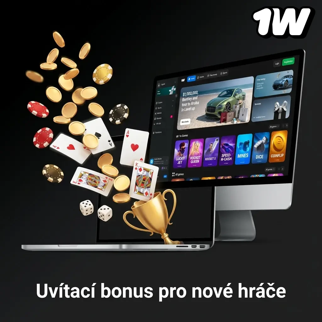 Welcome bonus for new players at 1w casino with up to 600% on first four deposits plus free spins