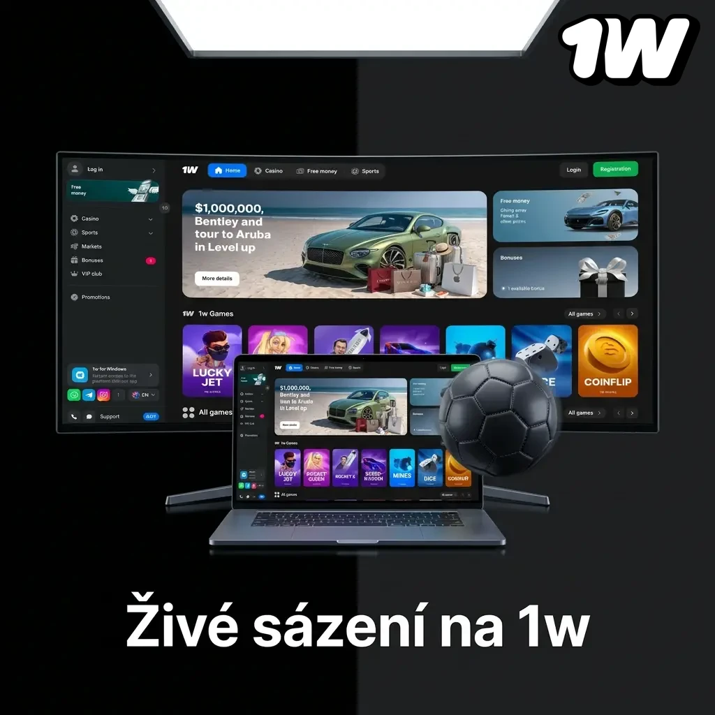 Live in-play betting interface on 1w with real-time odds for football, hockey, tennis and esports with cash-out feature