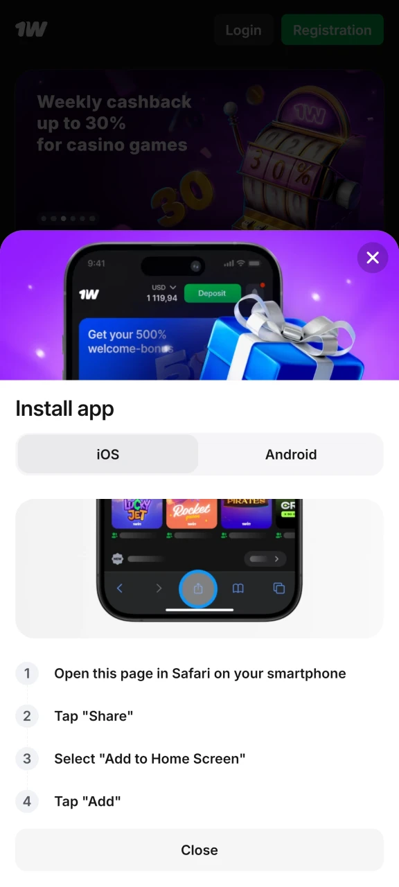 Přečtěte si návod k instalaci aplikace 1w pro iOS.